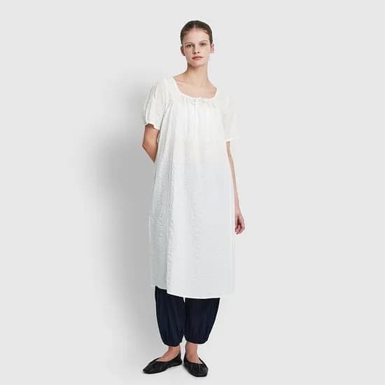 여 아일렛 시어 반팔 파자마 원피스 (3 sizes)(3 colors)