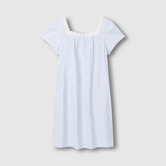 여 시어서커 셔링 반팔 파자마 원피스 (3 sizes)(4 colors)