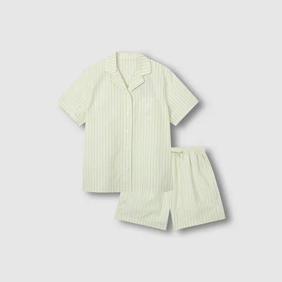 여 코튼 스트라이프 3부 파자마 세트 (4 sizes)(2 colors)