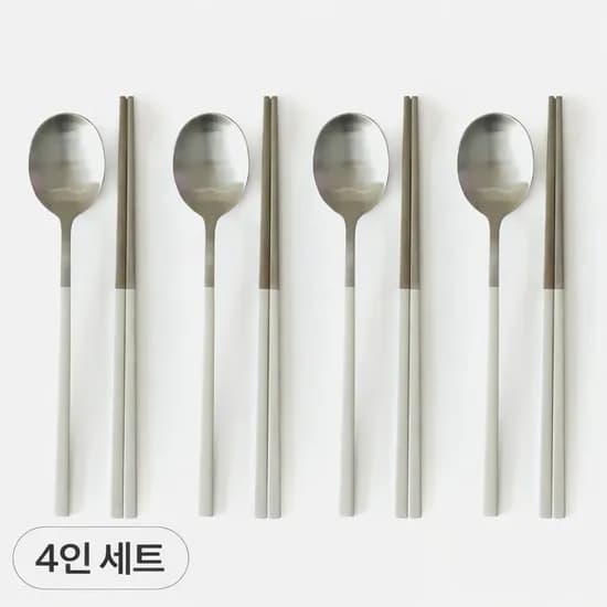 루엔 스텐 304 슬림 4인 수저세트 6color 숟가락 4P + 젓가락 4P