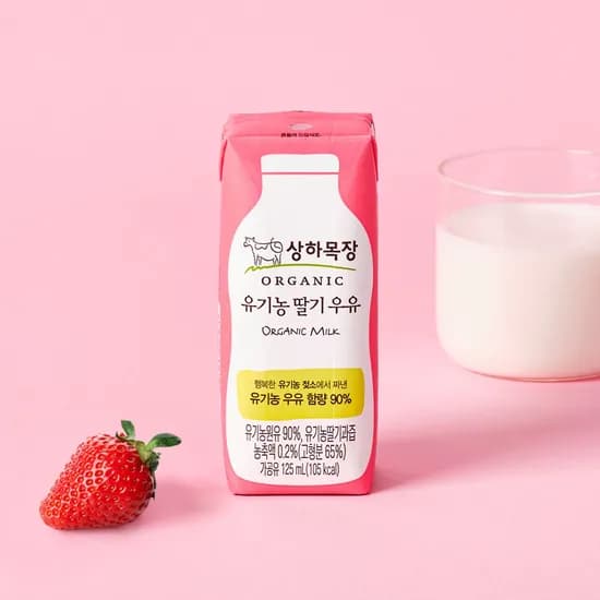 *상하목장 유기농 멸균 우유 딸기 125ml 24팩