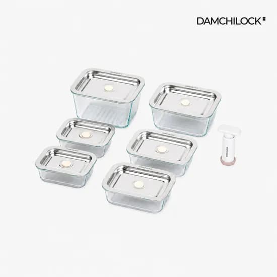 진공밀폐용기 프라임 세트 1호 2개 2호 2개 3호 1개 4호 1개 펌프 1개