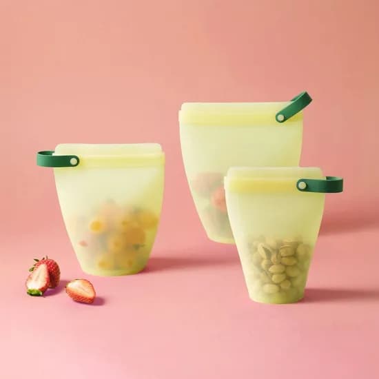 바로한끼 실리콘 지퍼백 컵형 3P세트(400ml+700ml+1.1L)