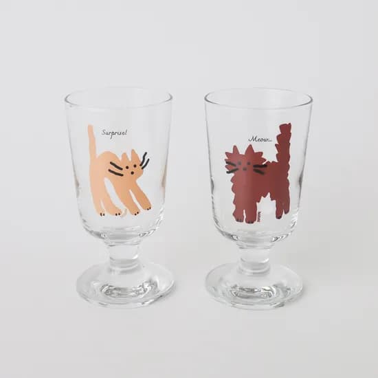 고양이 강아지 고블렛잔 세트 2P