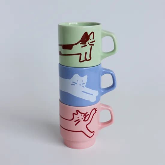 pastel cat mug 파스텔 고양이 머그 3종