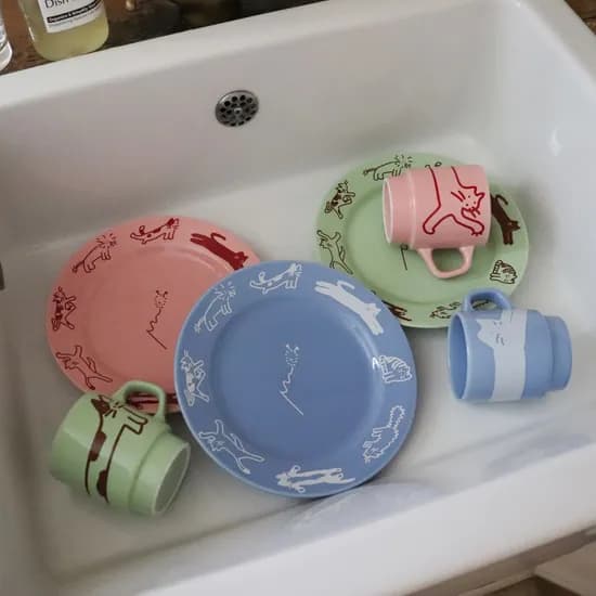 pastel cat plate 파스텔 고양이 접시 3종