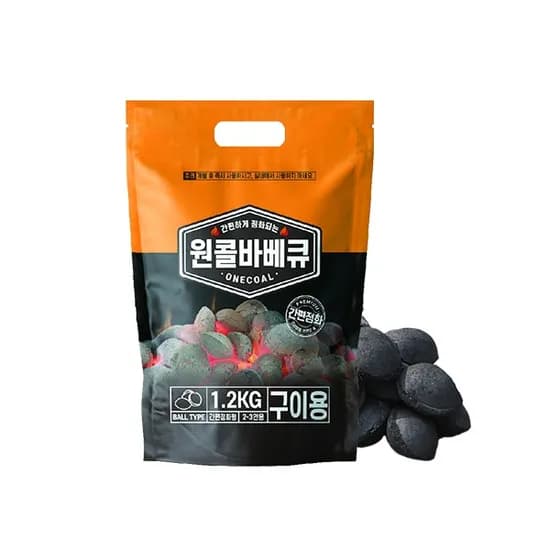 원콜 야자숯 1.2kg 봉지숯 캠핑 차콜 바베큐숯