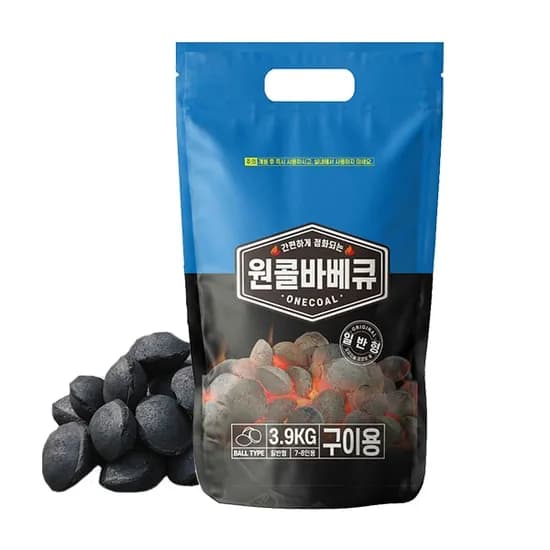 원콜 오리지널 야자숯 3.9kg 봉지숯 캠핑 바베큐숯