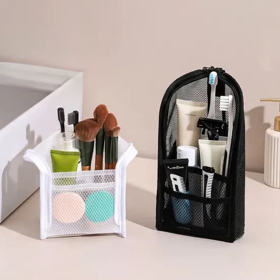 세워쓰는 메쉬 세면도구 파우치 3colors 여행 물놀이 화장품 샤워가방 세면백 경량
