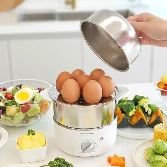 올스텐 2단 계란찜기 계란삶는 기계 고구마 완숙 호빵 만두 닭가슴살 30분타이머