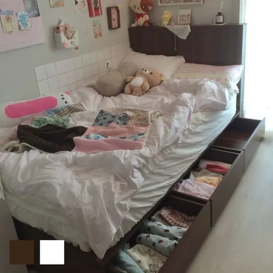 로멜 벙커 빅수납 호텔 침대프레임 월넛 화이트 SS Q K LK
