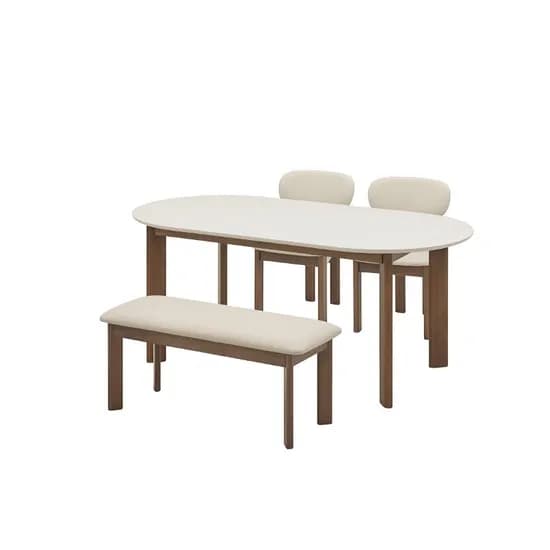 오뜨 우드 LPM식탁 4인세트 180cm 브라운_체어 2EA, 벤치 1EA