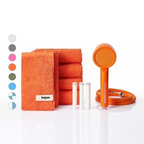 비욘 컬러 샤워기 + 샤워호스 + 페이스타올 5P + 리필필터 3개입 세트 79,000원