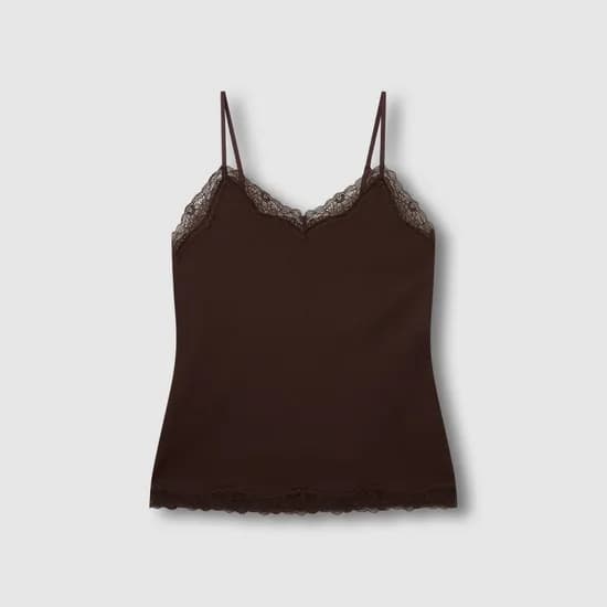 여 코튼 립 레이스 캐미솔 (3 sizes)(3 colors)