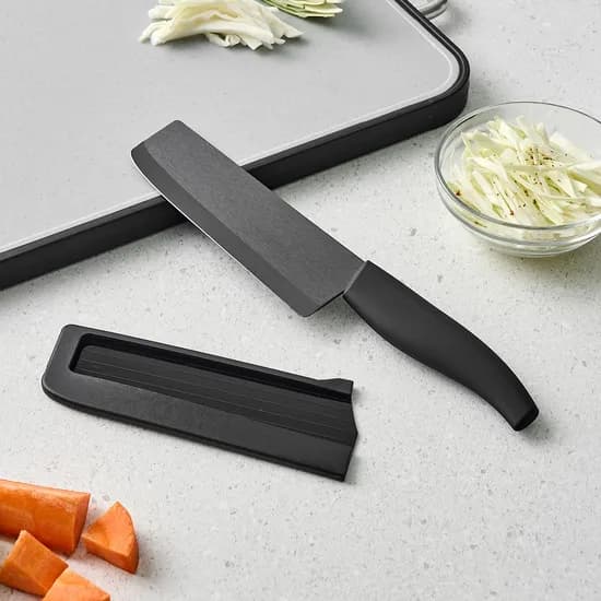 색 배임 없는 세라믹 중식도 6" 올블랙 칼집포함
