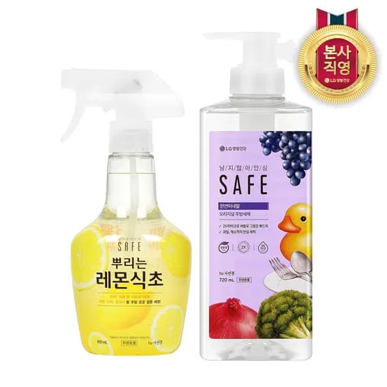 세이프 주방세제 천연미네랄 오리지널 용기형 720ml + 뿌리는 레몬식초 400ml