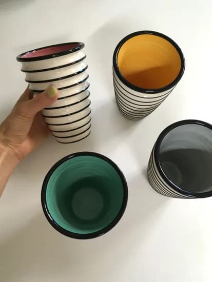 Line Color Cup 라인 컬러 컵 국내 핸드메이드 도자기 홈카페 커피잔 물컵