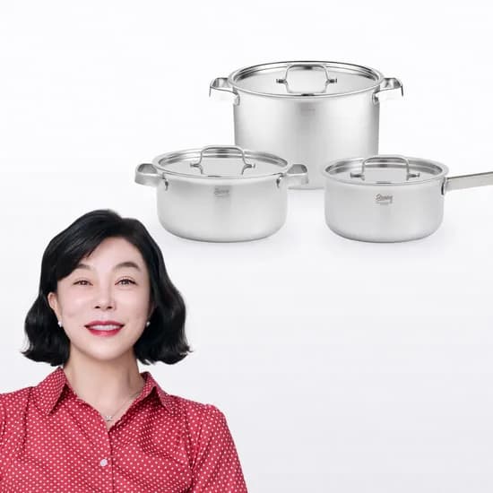 무연마제 스테인리스 통5중 냄비 3종세트 (편수16cm+양수20cm+곰솥H24cm)