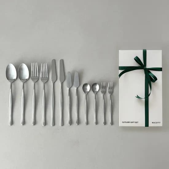 국내생산/스텐304 Satin 샤틴 2인 커트러리 풀구성 선물세트 12P Silver