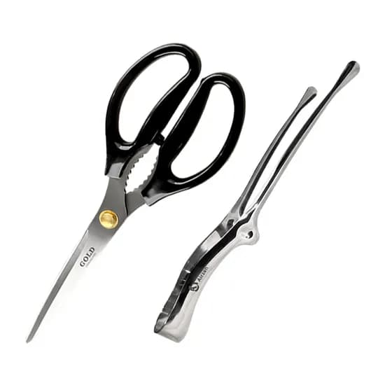 스텐 양손 골드 가위 멀티 핀셋 집게 2종 세트