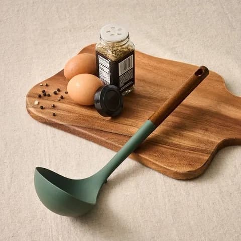 실리콘 우드핸들 국자 그린