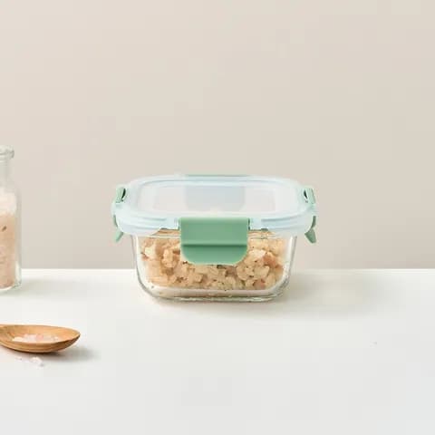 클리어글라스 완벽분리 정사각 밀폐용기 320ml