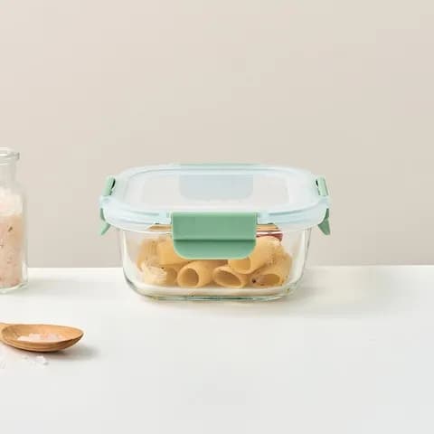 클리어글라스 완벽분리 정사각 밀폐용기 520ml