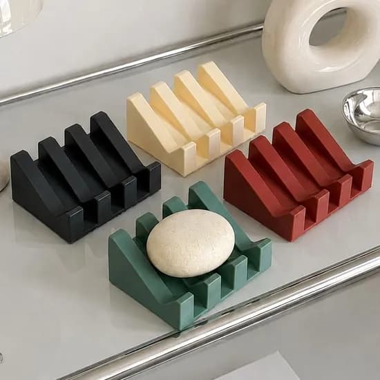 1+1 자동 물빠짐 실리콘 블럭 욕실 비누 받침대 4color