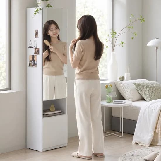 모먼트 슬림 전신거울 수납 입식화장대 400
