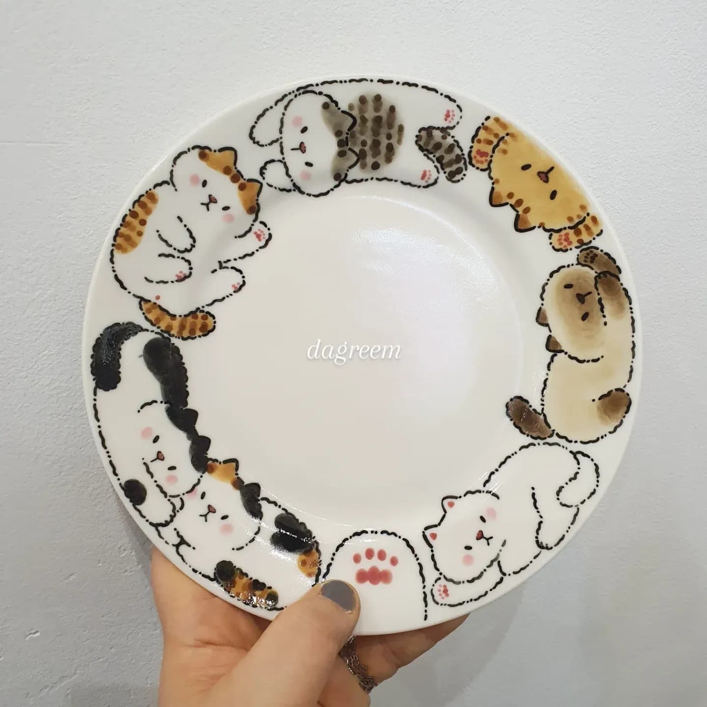 폭신폭신냥 원형 접시