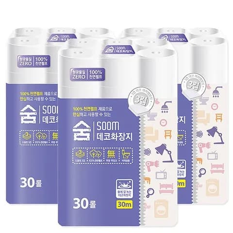 숨 천연 두루마리 화장지 30M 30롤 3팩 38,100원