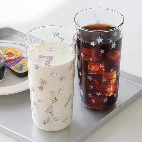 별 롱 글라스 2type 유리컵 맥주잔 별무늬 아이스컵 맥주잔 홈카페
