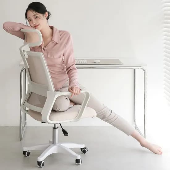 뮤즈 편한 팔걸이 헤드형 컴퓨터 메쉬 책상 의자