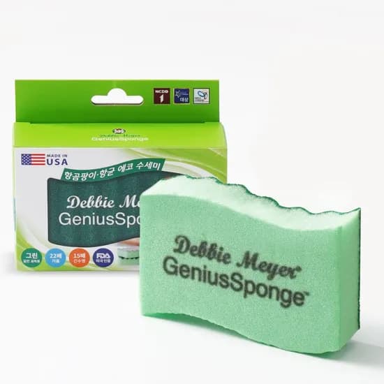 지니어스 스펀지 세균억제 수세미 그린 1개