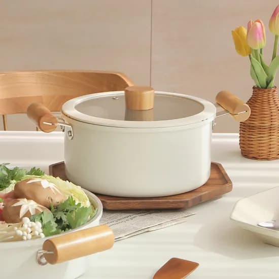 플랜팟 크림화이트 인덕션 냄비 양수 20cm