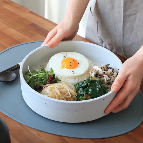 핸드메이드 분청 고백자 도자기 그릇 투톤 원통접시 (대) 2color