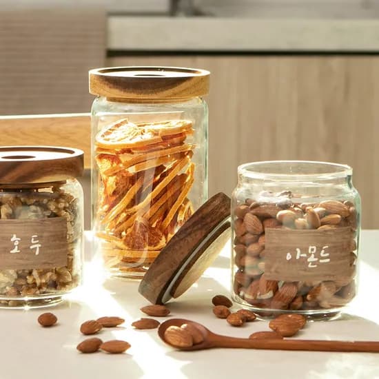 원목 내열유리 저장병 우드뚜껑 캐니스터 대 750ml