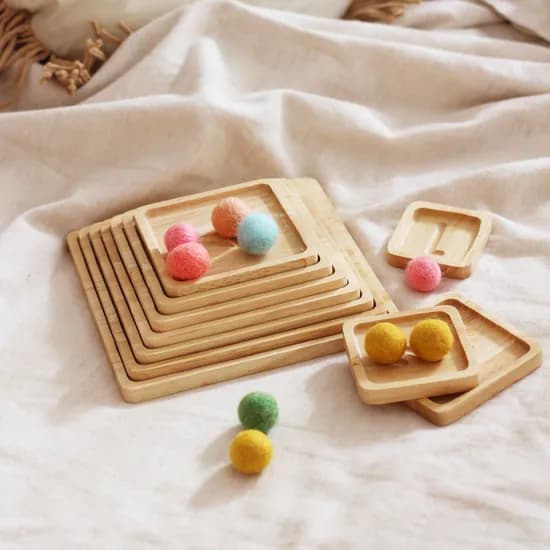 우드 숫자놀이 트레이 + 양모볼25pcs