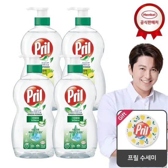 프릴 친환경 그린파워 700mlx4개 주방세제_프릴 수세미 증정