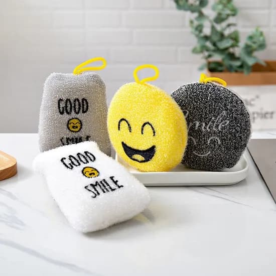 뽀득뽀득 스마일 스펀지 아크릴 수세미 4P SET