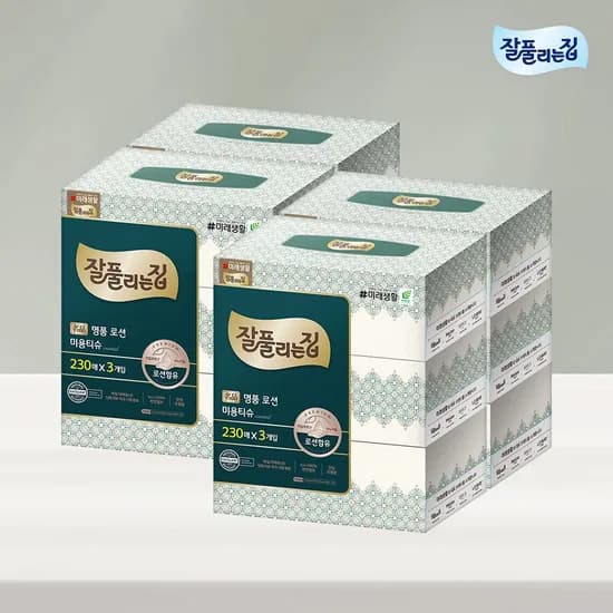 명품 보습 로션미용티슈 230매 x 3입 x 4팩