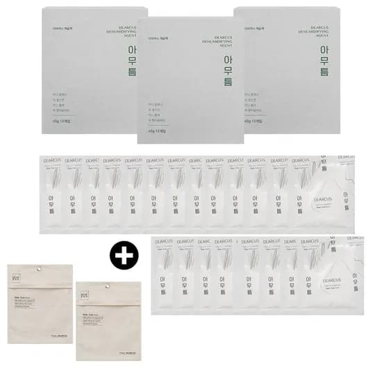 아무틈 서랍 옷장용 슬림 틈새 제습제 12개입 x3+전용 파우치 2개