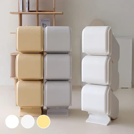 공간 활용도가 좋은 페블 분리수거함 3단 3colors