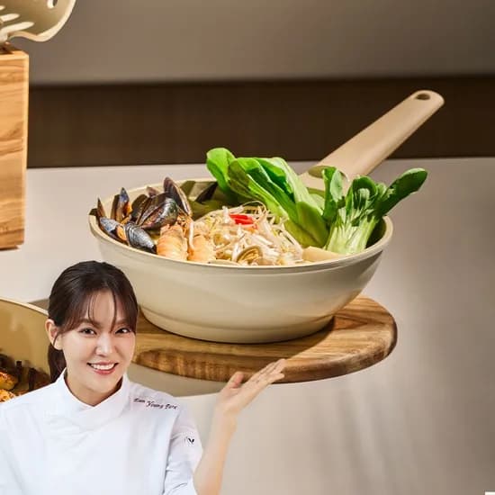 국내생산 인덕션 세라믹 궁중팬 웍 24cm 베이지