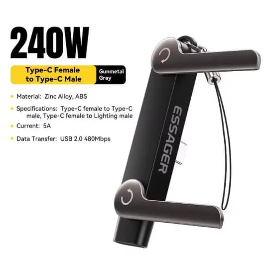 에사저 240W USB C OTG 어댑터 스탠드 포함 90도 각도형