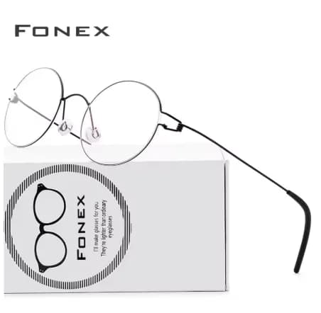 FONEX 나사 없는 티타늄 합금 라운드 안경테