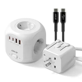 주파집 전세계호환 여행용 4구 4포트 멀티탭 충전기 1.8M 케이블