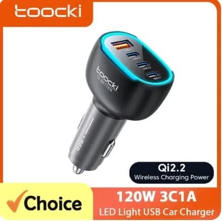 Toocki 120W 4포트 차량용 충전기