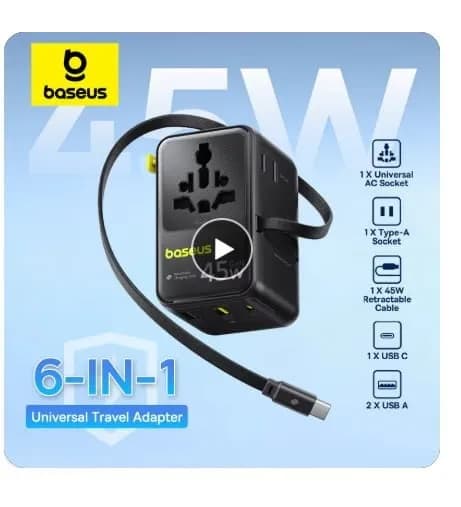 베이스어스 6-IN-1 GaN 휴대폰 충전기 ($29)
