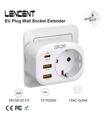 LENCENT 가정 여행용 멀티 소켓 충전기 $9.17